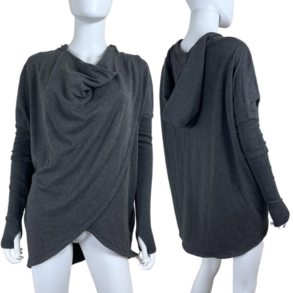 Athleta Women Size XS Gray Purana Wrap Pullover Hoodie Sweatshirt Athleisure Gym